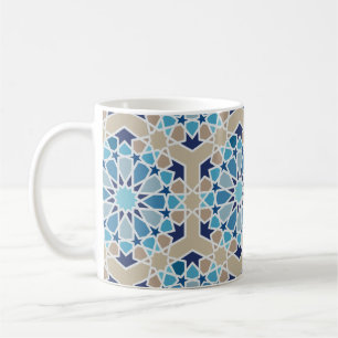 Inspired by Arabic Tiles Beige and Blue Coffee Mug
