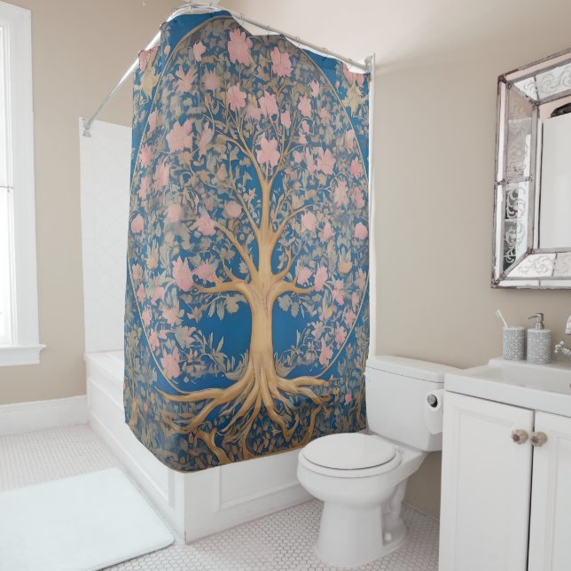 Inspired By William Morris Tree Of Life Shower Curtain (In Situ)