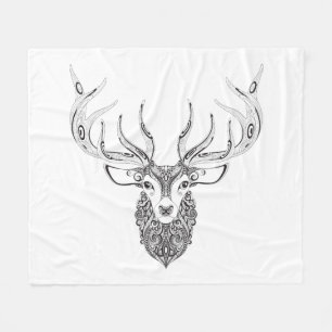 Inspired Deer Horned Head Fleece Blanket
