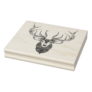 Inspired Deer Horned Head Rubber Stamp