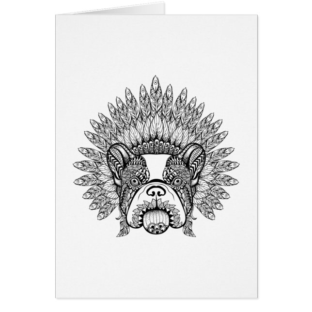 Inspired French Bulldog In War Bonnet (Front)