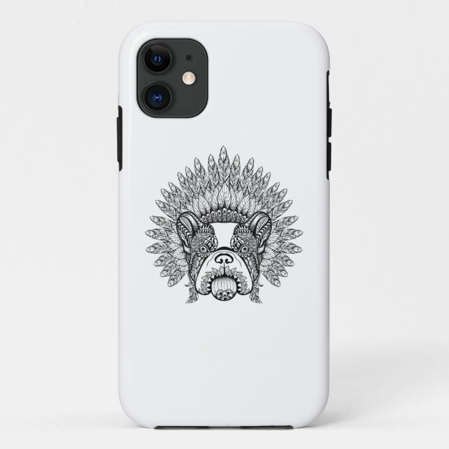 Inspired French Bulldog In War Bonnet Case-Mate iPhone Case (Back)