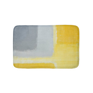 'Inspired' Grey and Yellow Abstract Art Bath Mat