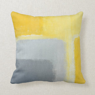 'Inspired' Grey and Yellow Abstract Art Cushion