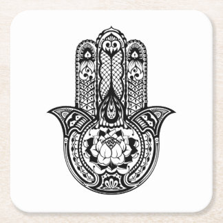 Inspired Hamsa Symbol Square Paper Coaster