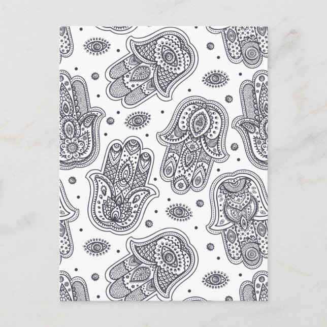 Inspired Hand Drawn Hamsa Postcard (Front)