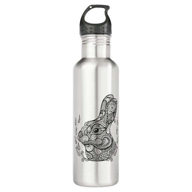 Inspired Head Of Rabbit In Wreath 710 Ml Water Bottle (Front)