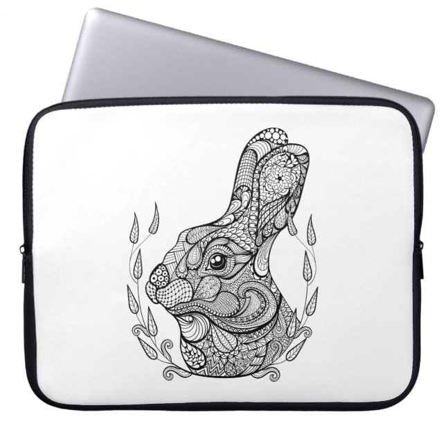 Inspired Head Of Rabbit In Wreath Laptop Sleeve (Front)