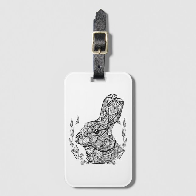 Inspired Head Of Rabbit In Wreath Luggage Tag (Front Vertical)