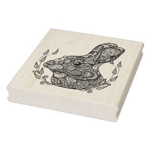 Inspired Head Of Rabbit In Wreath Rubber Stamp