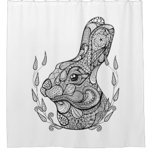 Inspired Head Of Rabbit In Wreath Shower Curtain
