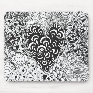 Inspired Heart Doodle Mouse Pad