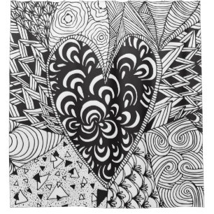 Inspired Heart Doodle Shower Curtain