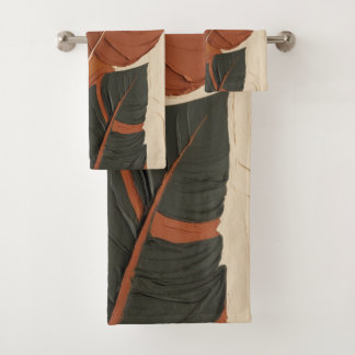 Inspired Layers | Modern Leaf Painting Bath Towel Set
