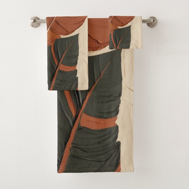 Inspired Layers | Modern Leaf Painting Bath Towel Set (Insitu)