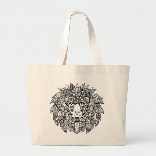 Inspired Lion Head 4 Large Tote Bag (Front)
