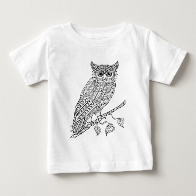 Inspired Magic Owl Sitting On Branch Baby T-Shirt (Front)