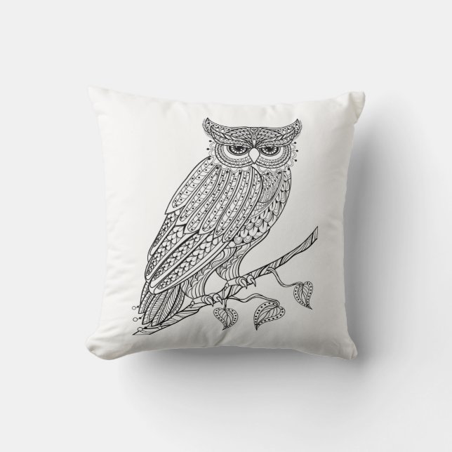 Inspired Magic Owl Sitting On Branch Cushion (Front)