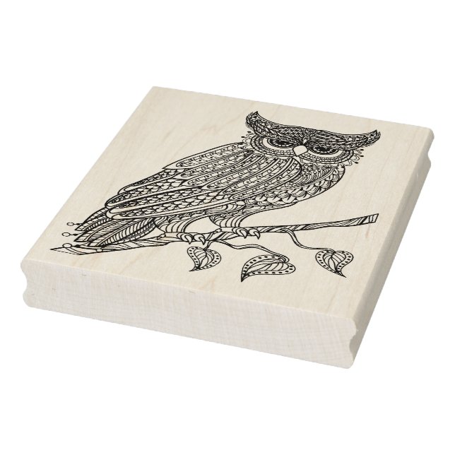 Inspired Magic Owl Sitting On Branch Rubber Stamp (Stamp)