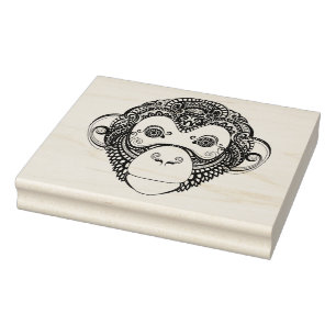 Inspired Monkey Design Rubber Stamp