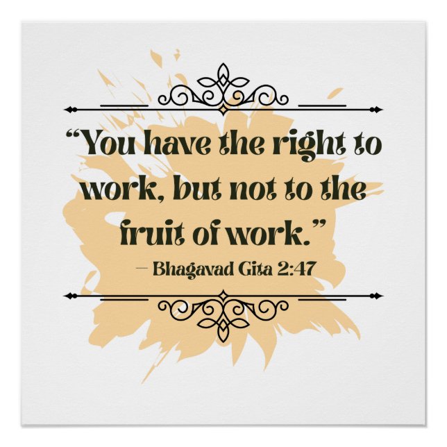  Inspired Orange Minimalist Bhagavad Gita Quote Poster (Front)