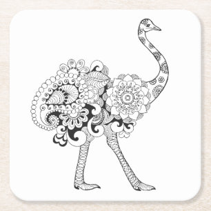 Inspired Ostrich Square Paper Coaster