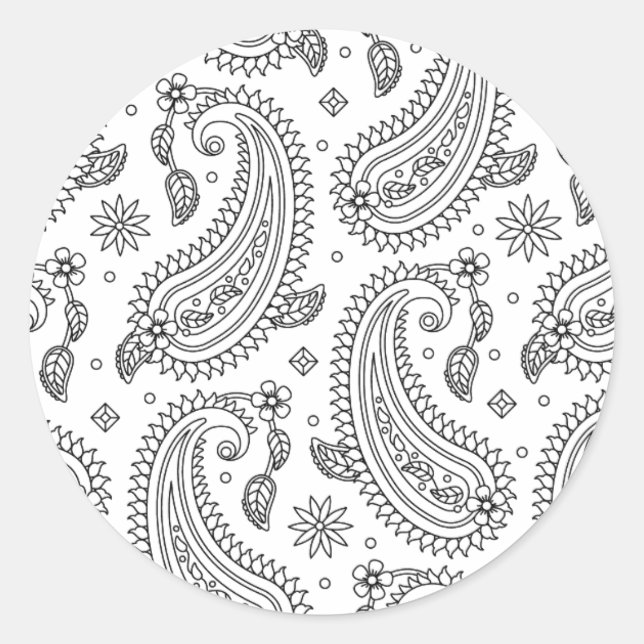 Inspired Paisley Design Classic Round Sticker (Front)