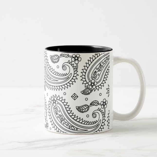 Inspired Paisley Design Two-Tone Coffee Mug (Right)