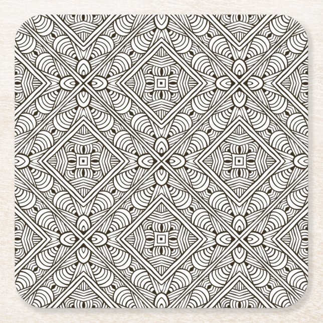 Inspired Pattern Square Paper Coaster (Front)