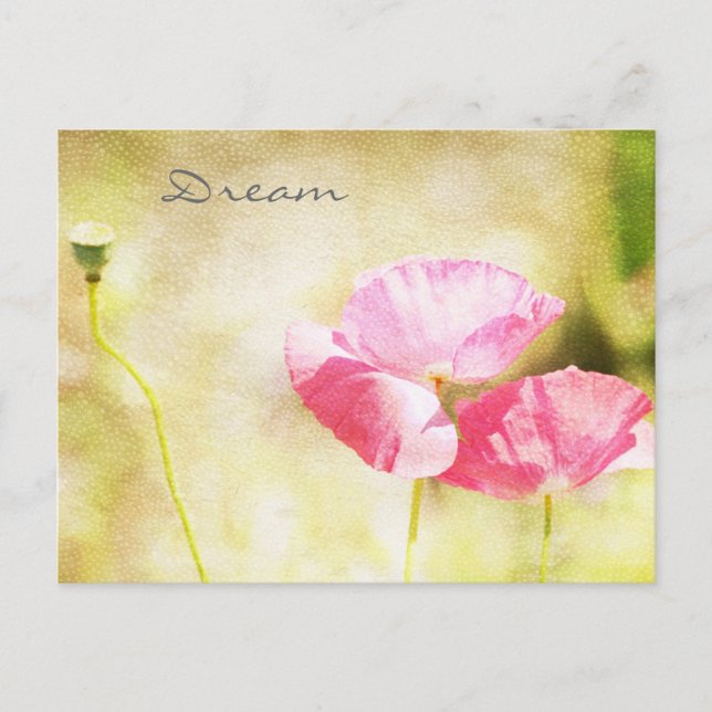 Inspired Pink Poppies Postcard (Front)