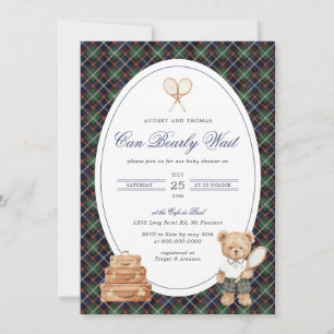 Inspired Plaid Teddy Bear Boy Invitation