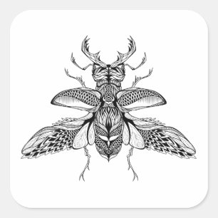 Inspired Psychedelic Stag-Beetle Square Sticker