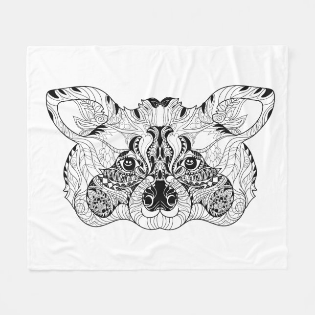 Inspired Racoon Fleece Blanket (Front (Horizontal))