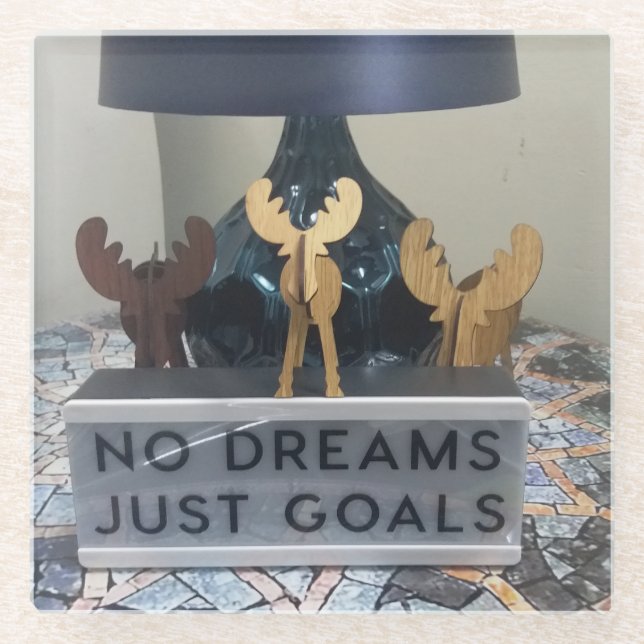 Inspired Reindeer Dreams: A Motivational Holiday Glass Coaster (Front)