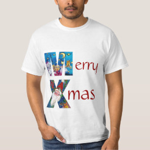 INSPIRED SANTA  PLAYING VIOLIN XMAS MONOGRAM T-Shirt