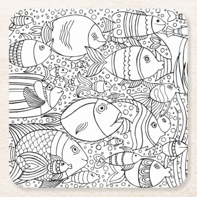 Inspired School Of Fish Square Paper Coaster (Front)