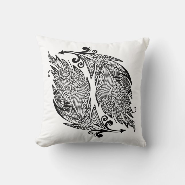 Inspired Sketch Of Feathers Cushion (Front)