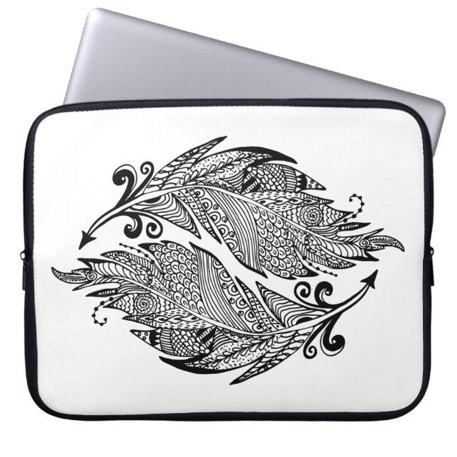 Inspired Sketch Of Feathers Laptop Sleeve (Front)