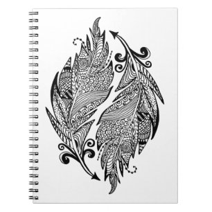 Inspired Sketch Of Feathers Notebook