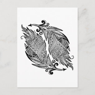 Inspired Sketch Of Feathers Postcard