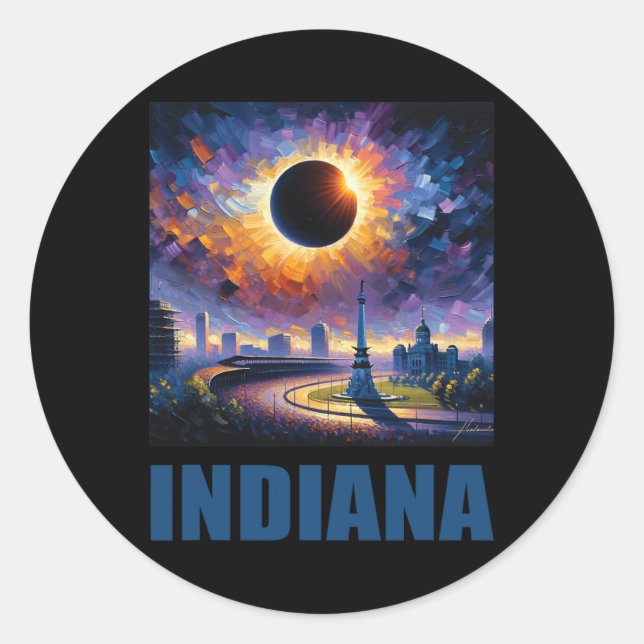 Inspired Total Solar Eclipse April 8 2024 Totality Classic Round Sticker (Front)