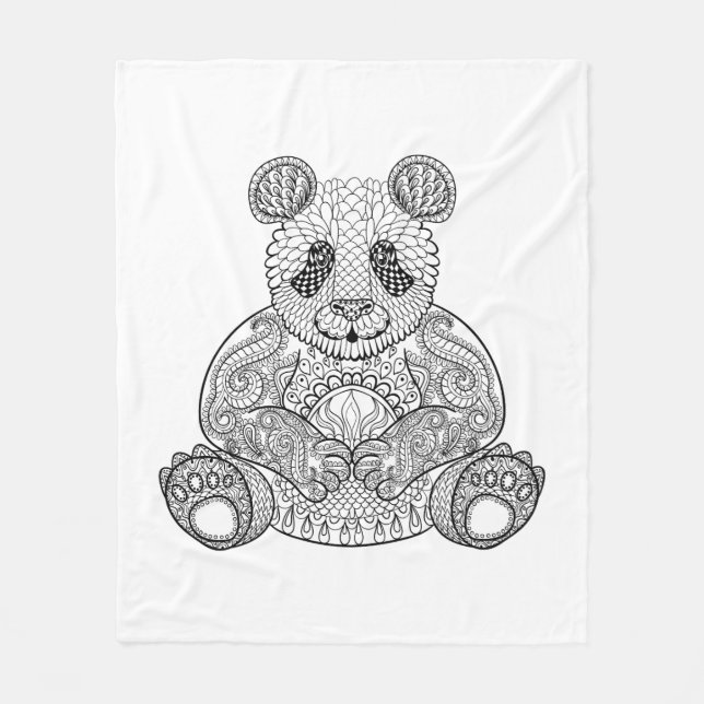 Inspired Tribal Panda Fleece Blanket (Front)