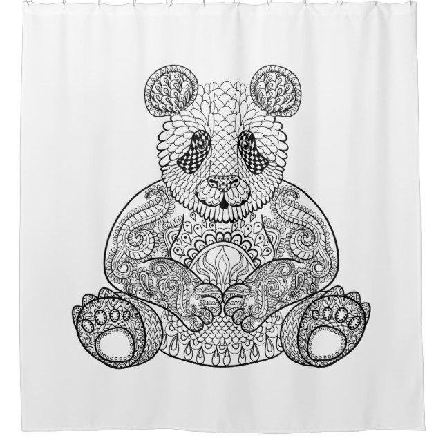 Inspired Tribal Panda Shower Curtain (Front)
