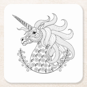 Inspired Unicorn Square Paper Coaster