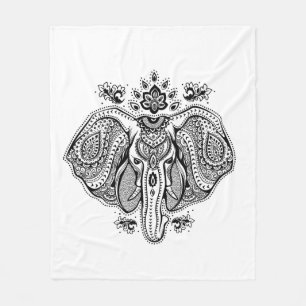 Inspired Vintage Indian Elephant Fleece Blanket