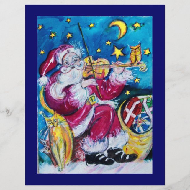 INSPIRED VIOLINIST SANTA  Blue Christmas Flyer (Front)
