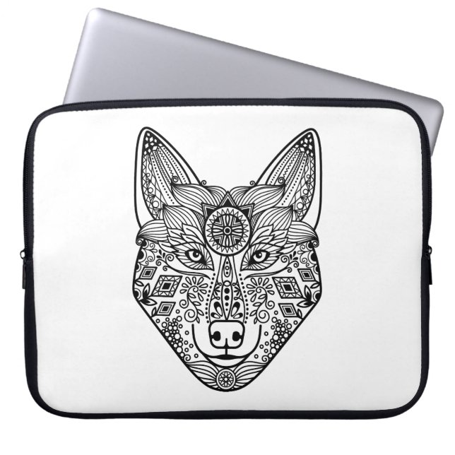 Inspired Wolf Head Laptop Sleeve (Front)