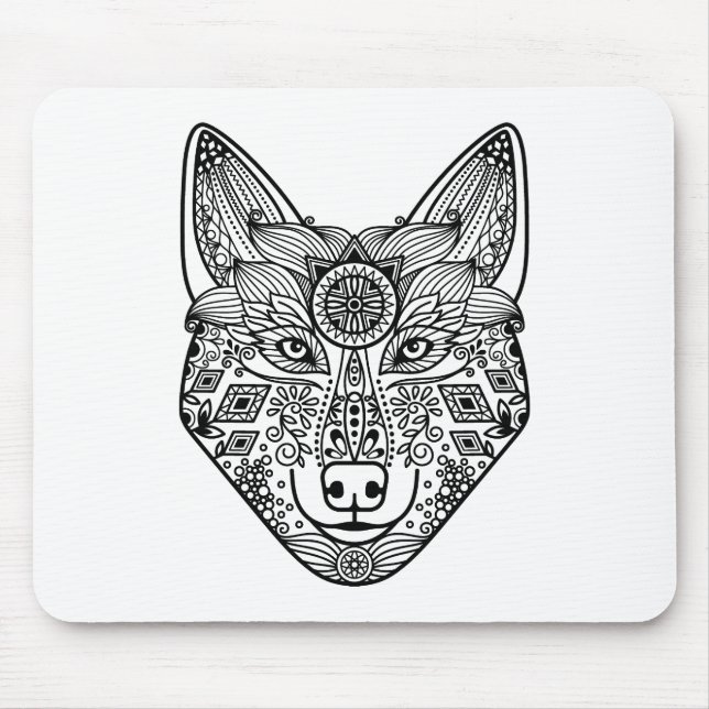 Inspired Wolf Head Mouse Pad (Front)