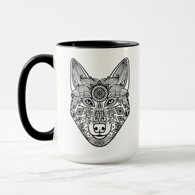 Inspired Wolf Head Mug (Left)