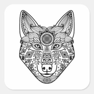 Inspired Wolf Head Square Sticker